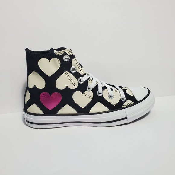 Converse Chuck Taylor Hearts Ivory/Pink High Tops - Picture 3 of 8